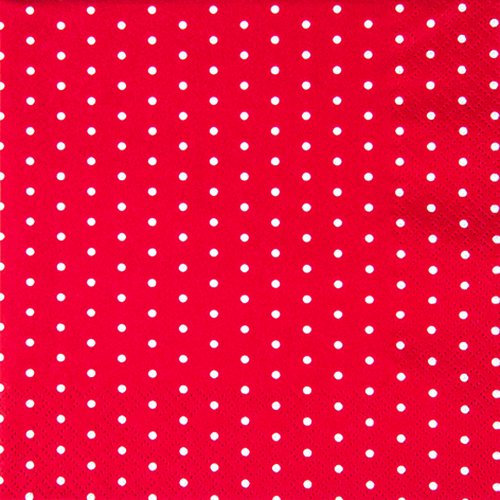 20 Servietten weiße Mini-Punkte auf rot/gepunktet/Muster/zeitlos 33x33cm