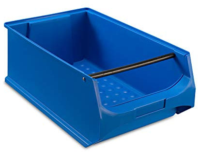 aidB Sichtlagerbox 500x300x200mm – Sortierboxen für Kleinteile – Lagerboxen für Werkstatt & Gewerbe – Kleinteilmagazin mit Griffstange – Sortimentskasten für Schütten & Regalsysteme - Gr. 5.1 - Blau