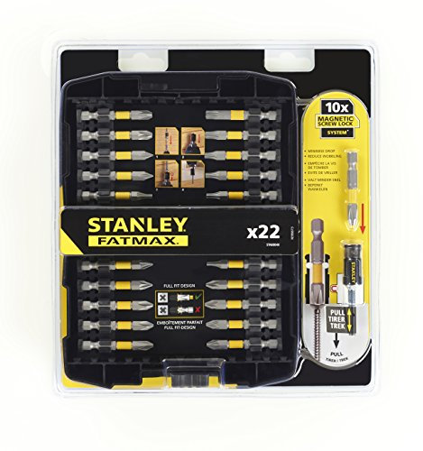 STANLEY Sta88040-Xj Embout De Vissage Et Amplificateur Magnétique - Zone De Torsion Pour Augmenter La Durée De Vie De L'Embout - Bague Magnétique - Set De 21 Pièces