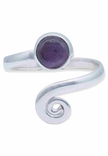 mantraroma Ring 925 Silber HADASAI rund - größenverstellbar mit Edelstein