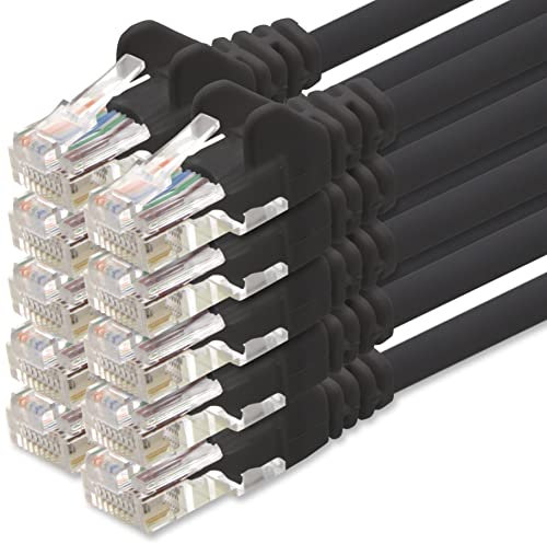 1aTTack.de 10m Cavo di Rete nero - 10x - Cat.6 Ethernet Gigabit Lan RJ45 10 100 1000 Mbit s - Cavo Patch UTP compatibile con Cat.5 Cat.5e Cat.7 Cat.8 - nero - 10x - 10m