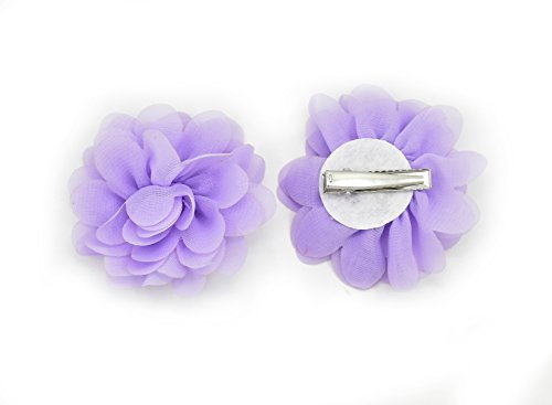 PrettyBoutique Girls Kids Women Chiffon Flower Hair Clip Alligator Clip Party Wedding (7cm, Lilac)