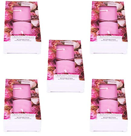 pajoma Lot de 10 bougies chauffe-plat en forme de fleur de rose (5 x 2 maxi) dans un étui en polycarbonate