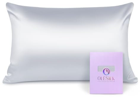 OLESILK Seide Kissenbezug Kissenhülle Haar- und Hautpflege mit Reißverschluss 16 Momme 1 Stück Silbergrau 50x70cm