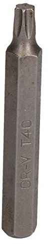 AB Tools T40 Torx Star Bit 75mm Length 10mm Shank Chrome Vanadium Hardened Tip Cr-V