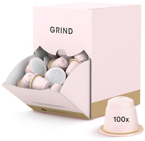 Grind Decaf House Blend Arabica Coffee Pods – Pack of 100 – Nespresso® Original Compatible Capsules – Home Compostable – Barista Quality – Medium Roast