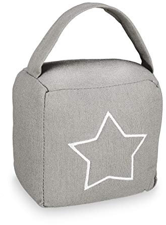 Relaxdays 1 x Türstopper Sack, moderner Türsack in Vintage Design, Boden, Stofftürstopper mit Griff, HBT 18,5x14x10 cm, grau