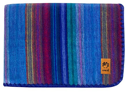 ALPAKITAS Decke aus Alpakawolle, groß, schön, warm, gestreift, 162,6 x 114,3 cm, ultraweich, hypoallergen und atmungsaktiv, nicht juckend oder kratzend, Blau und Violett