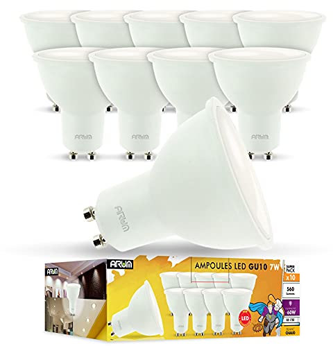 Lot d'Ampoules SPOTS LED GU10 PAR16 (Blanc Chaud, X10 GU10 7W)