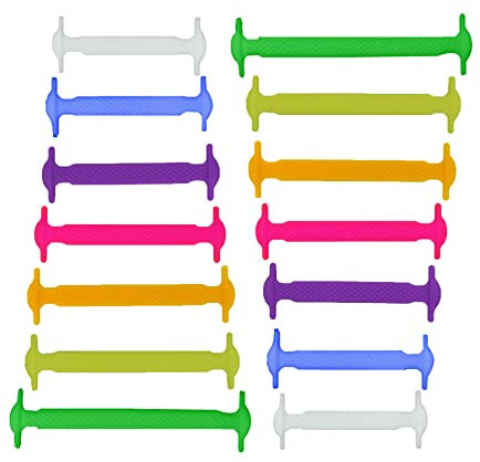 CCSOFTIME No Tie Lacets pour Adultes et Enfants Silicon Flat Lacets Elastique Sans Noeud Shoelaces pour Chaussures de Sneaker de Conseil Baskets et Bottes,Arc-en-ciel Enfants