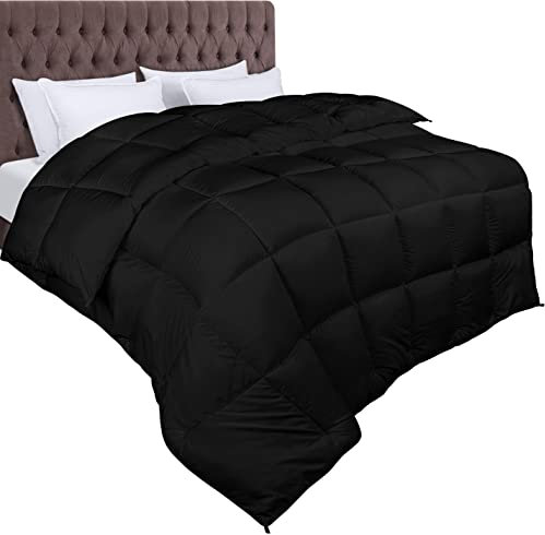 Utopia Bedding Bettdecke 200 x 200 cm, Ganzjahresdecke 370 GSM Füllung, atmungsaktive Schlafdecke, Steppdecke, Super Weiche Kuschelige (Schwarz)