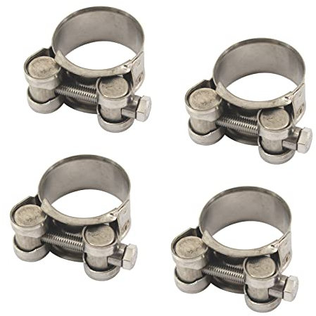 (Pack of 4) Size 52-55mm T-Bolt Hose Clamp 304 Stainless Steel Tube Clamps Pipe Clamp Pack of 4