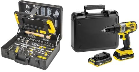 STANLEY STMT98109-1 Valigia Manutenzione 142 Utensili & Stanley Fatmax Fmc625D2-Qw Trapano Avvitatore A Percussione 108 W, Nero Giallo, 23 x 5.5 x 22 cm; 1.8 Kg