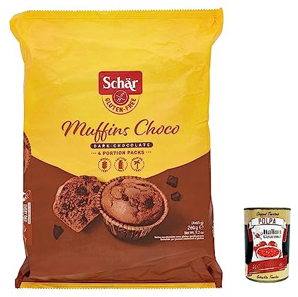 Italian Gourmet Shar Muffins al cioccolato glutenfrei Choco Cakes 4 x 260g | Senza glutine, weich und schokoladig, merenda pratica für Frühstück e, Gesamtnettogewicht 1,04 kg + Kostenlos Polpa 400g
