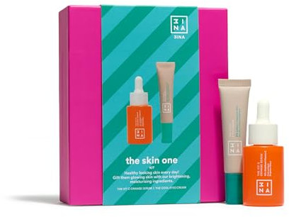 3INA MAKEUP - The Skin One Kit - Hautpflegeset für Morgenroutine - The Vit C Orange Serum + The Cool Eyes Cream - Hautpflege Set - Morgen Skincare Kit - Vegan - Cruelty Free