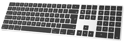 B.FRIENDIT Bluetooth Aluminium Wireless Keyboard for Mac, Low-profile and Quiet keys for Multi-Device Compatible with Apple iMac, Macbook, Mac and iPad, Rechargable Battery (silver)