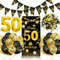 50 Geburtstag Deko,50. Geburtstag Männer Frauen Dekorationen Banner,Konfetti 50. Geburtstag Deko,50. Geburtstag Deko Lange Banner Hintergrund und Schwarz Gold,Geburtstagsdeko 50 Luftballons