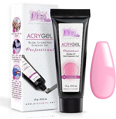 Poly Nail Gel für Nagel Pink Kaugummi 15g - Acrylgel professionelles für Nagelverlängerung, langanhaltendes Gel für Nagelaufbau, halbpermanenter Nagellack, Dekorationen.