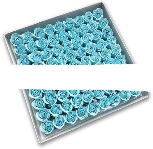 KEOU 81Pcs Rose Bath Body Flower Floral Soap Scented Rose Holding Flowers Essential Wedding Valentine'S Day Gift mix colors Christmas-light blue