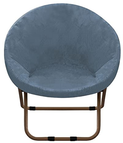 YOPOIY Velours Housse De Chaise De Soucoupe Ronde, Housses De Chaise De Soucoupe Extensible Protecteurs De Chaise De Lune Épais Housses De Chaise De Lune Protecteur De Meubles -Gris Bleu-Middle
