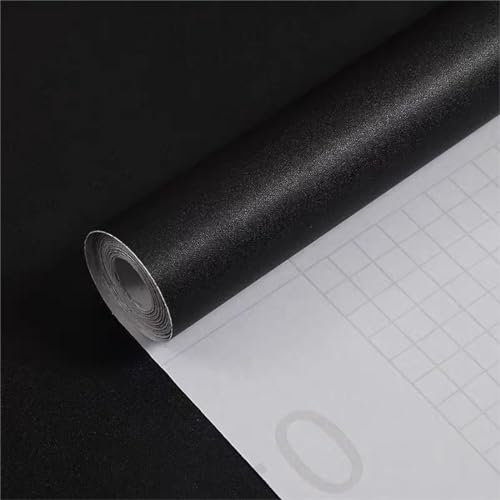 60cm×4m, Schwarz Selbstklebende Folie Für Möbel, Möbelfolie Selbstklebend, Wasserfest Dick Küchenfolie Selbstklebend, Dekofolie Tapeten Klebefolie Schwarz Folie Für Küchenschränke Möbel