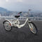 Adult Tricycle 24 In Tricycle 6 Speed Tricycle mit Korb Einstellbare 3 Rad Fahrrad Senior Dreirad Erwachsene Dreirad City Bikes mit Schutzblech, 120kg Max Last, Schleifen Rad Licht (Weiß)