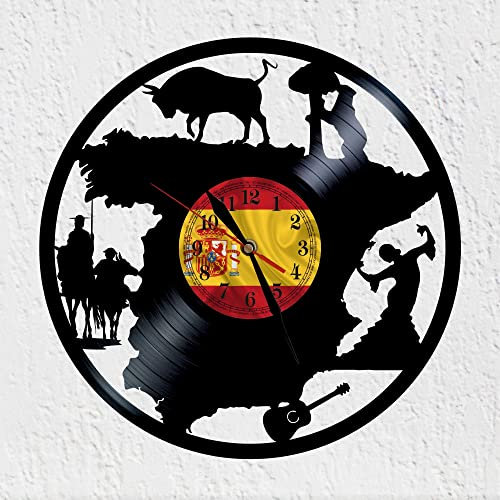 VINY WOODY Schallplattenuhr aus Vinyl mit spanischen Motiven