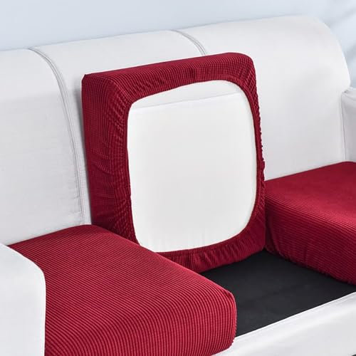 VFDC Sofa Überzug, Stretch Sofaschoner, rutschfest Couch Überzug, Granulat Tartan Sofabezug, Hoch Elastischer Sofa Cover, Rot, 2-Sitzer
