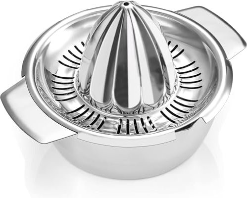 Lemon Squeezer,Stainless Steel Fruit Hand Press Juice Citrus Lemon Juicer with Strainer& 350ML Container Manual Lemon Slice Squeezer Fruit Juicer for Squeezing Lemon Fruit Juice