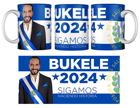 Nayib Bukele Mug à café – Édition Politica Sin Filtro – Motif drapeau salvadorien
