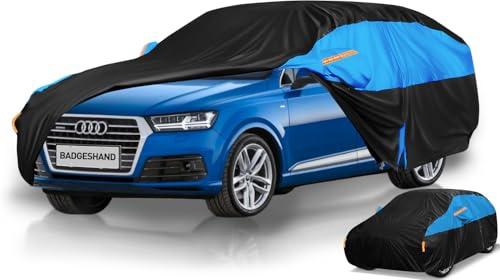 Car Cover Waterproof All Weather for Automobiles,10 Layers Outdoor Full Exterior Cover Rain Sun UV Snowproof Protection with 2 door Zipper Cotton Mirror Pocket, Fit SUV Length(190-200/485-510cm)