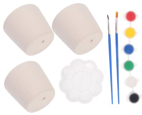 TOPPERFUN DIY Small Flowerpot Ceramic Boys and Girls Paint Pots Blank Unfinished Vase Boy Girl Painting Material Hand Craft Paint Your Own Plant Pot Activity
