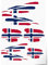 Indigos UG Aufkleber Norwegen - 7 Autoaufkleber - Flagge - Fahne mit 3 Streifen - selbstklebende Fahnen für Heckscheibe, Modellbau, Sport, Motorrad, Auto, Tuning, Fenster, Kofferraum