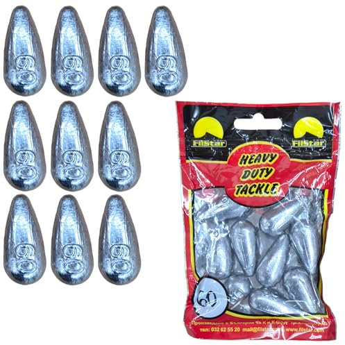 PRO FILSTAR Inline Grundblei Angeln Set 10 x 60g - Blei Angeln - Angel Bleie Set - Grundangeln - Birnenblei - Blei Gewicht - Angelblei - Fishing Weights - Bleigewichte – Karpfenblei – Tropfenblei