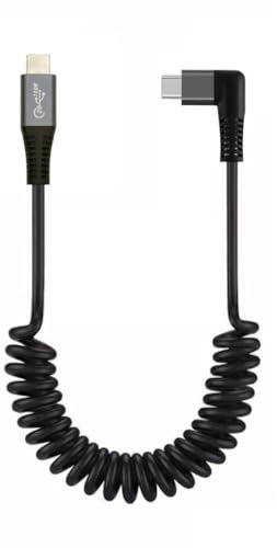 chenyang - Cable espiral USB C a C USB 3.2 tipo C 90 grados ángulo recto 20 Gb/s PD 100 W 8K @ 60 Hz Cable de carga rápida de datos 1,8 m