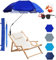Sonnenschirm mit Klemme, universal, verstellbar, 121,9 cm, UPF 50+, extra großer UV-Schutz, Clip-on-Regenschirm, Rollstuhl-Regenschirm für Terrasse, Strandkörbe, Kinderwagen, Golfwagen, Blau, Größe S