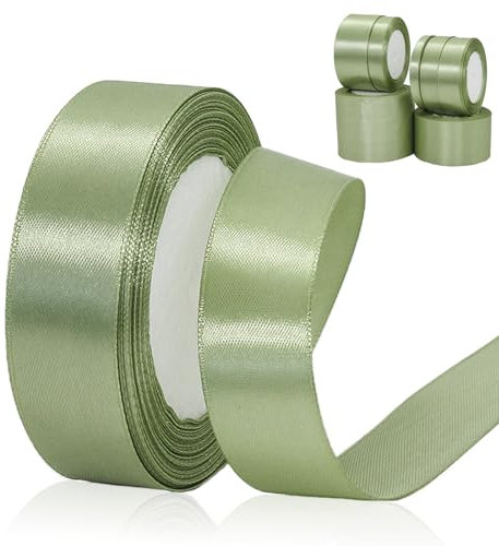 23Meter Satinband Salbeigrün 25mm Satinband Bänder,Breit Schleifenband Dekoband Stoffband Geschenkband Hochzeitsdeko Schleife für Geschenkverpackung,Kunsthandwerk,Haarschleifen,Blumenstrauß 2.5CM