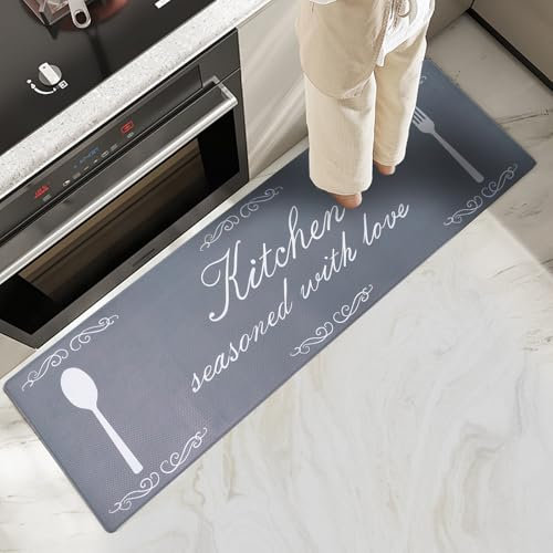 7VSTOHS Alfombra de Cocina, Resistente Anti Fatiga de PVC Alfombras de Cocina, Impermeable, Antideslizante, Lavable Resistente Aceite de Cuero Alfombra de Cocina para la Cocina, Comedor, Sala de Estar