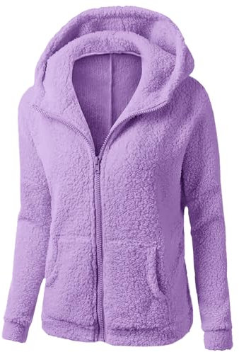 HAOLEI Felpe con Cappuccio Donna 2024 Offerta Felpa in Pile Patchwork Manica Lunga Felpe Donna con Zip Autunno Invernale Felpa Pelosa Casual Giacca Teddy Outwear Caldo Cappotto con 2 Tasche
