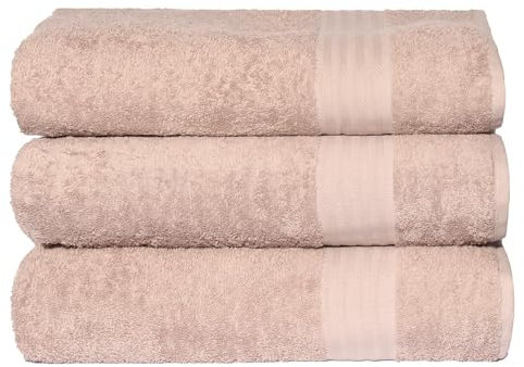 nice homeit Set mit 3 extra weichen Badetüchern, 100% Baumwolle Made in Italy, hohe Saugfähigkeit und schnell trocknend, Größe 75 x 140 cm - Rosé