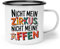 OM3® lustige Emaille-Tasse mit Spruch - Nicht mein Zirkus nicht meine Affen - IV | Emailletasse Emaille Becher | 10oz 300ml | Beidseitig Bedruckt | Weiß-Schwarz