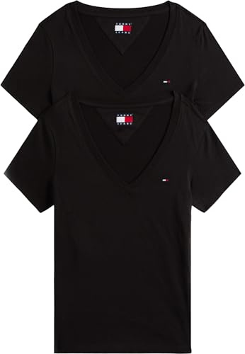 Tommy Jeans Damen 2er Pack T-Shirts Kurzarm mit V-Ausschnitt