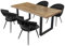 LC Home Essgruppe 5tlg. Esstisch 180cm + 4X Esszimmerstuhl Nancy Samtbezug schwarz, Akazienholz massiv U-Gestell Sitzgruppe