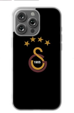 Gök-Türk Weiche Silikonhülle Hülle Galatasaray GS für iPhone 14, 14 Pro, 14 Pro Max, 15, 15 Pro, 15 Pro Max, 16, 16 Pro, 16 Pro Max - schwarz (iPhone 16 Pro Max)