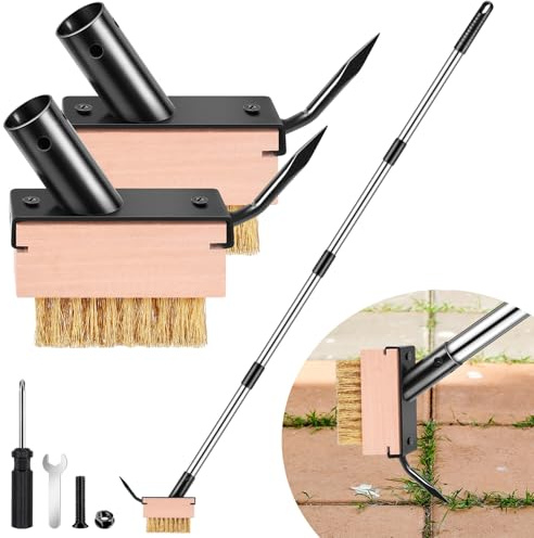 MUDEREK Crack Weeder Tool - Weed Puller Tool with 2 Heads and Scraping Hook