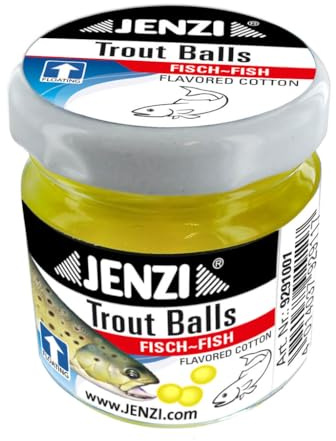 Jenzi Trout Balls Lachseiimitat Forellenköder Wolle schwimmend Dip Angeln mehrmals verwendbar wiederverschließbares Glas Süßwasser Fisch oder Knoblauch Aroma