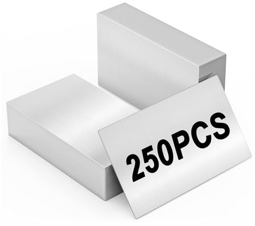 250 Stück Visitenkarten Blanko, Metall Aluminium Visitenkarten Rohlinge, Visitenkarte Leere Alu Legierung Karte Laser Gravierte Visitenkarte Dicke Blanko Karte - Silber, 8.6x5.4cm