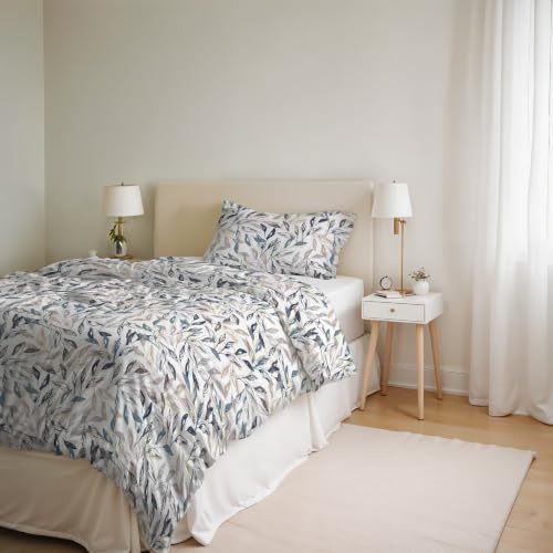 Italian Bed Linen Ida Cotton Single Duvet Cover Set, Made in Italy – Duvet Cover Set – Duvet Cover 150 x 200 cm with Double Flap and Pillow Cases (Single, Vest)