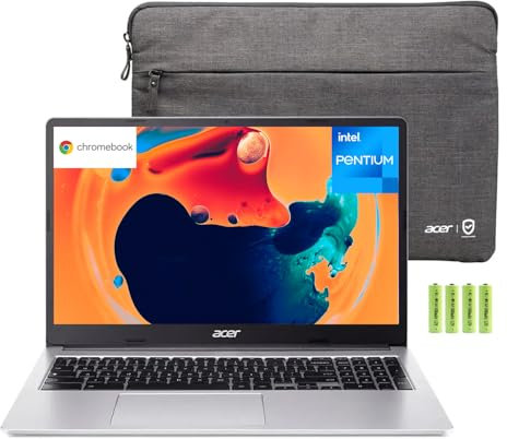 Acer Chromebook 315 15,6 HD IPS Laptop, 4GB RAM, 128GB di archiviazione, Intel Pentium N6000 4-Core, Tastiera Numerica, Wi-Fi 6, Bluetooth, Lettore di Schede SD, Type-C, Sistema Operativo