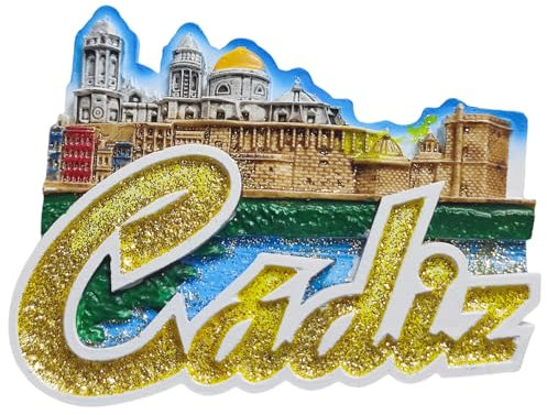 Imán para nevera de Cádiz España, recuerdo de viaje, decoración 3D, colección artesanal